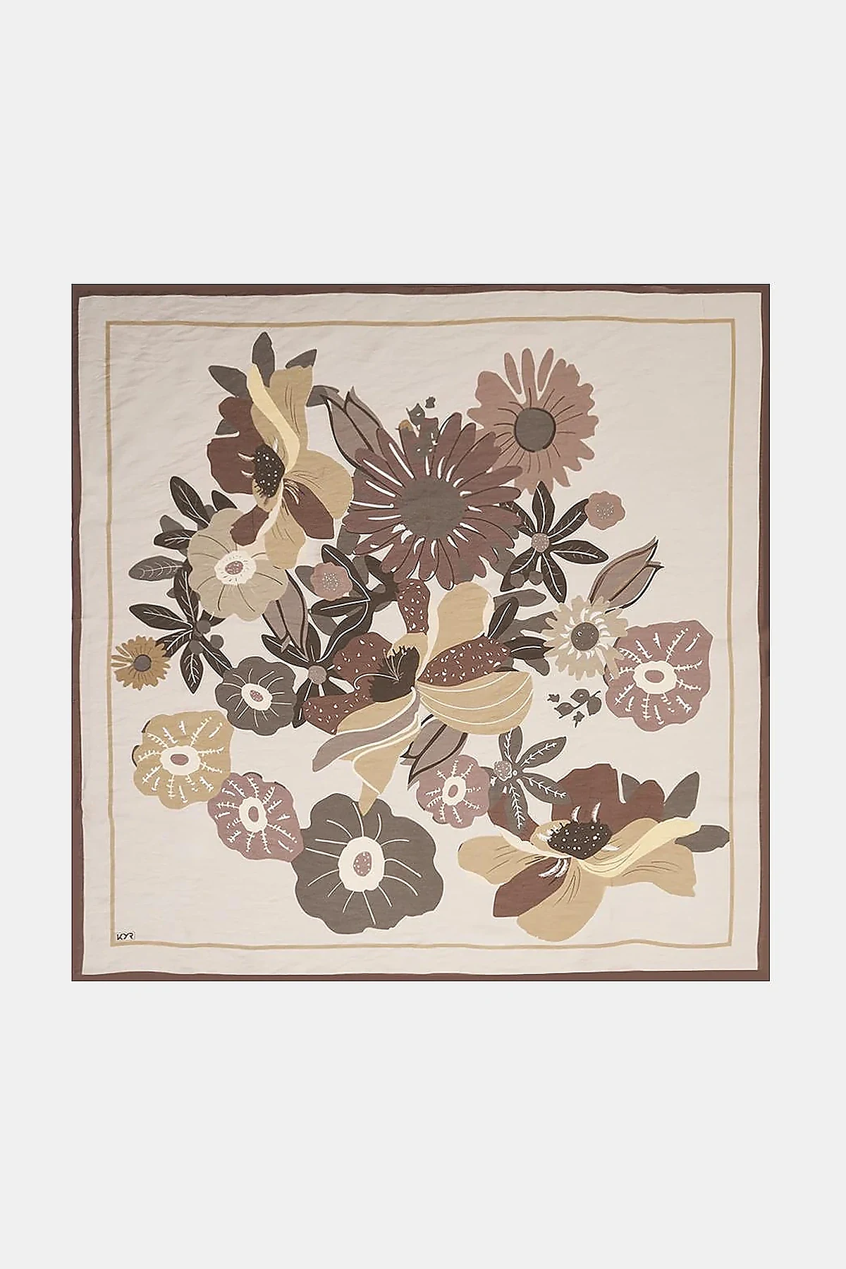 Multi Floral Pattern Viscose Scarf Mink