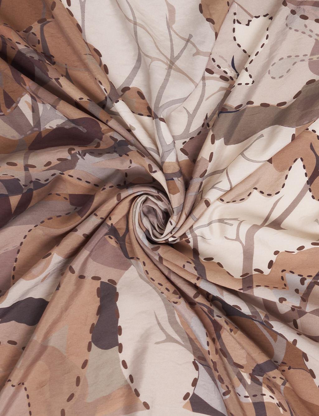 Abstract Branch Print Viscose Scarf Dark Mink
