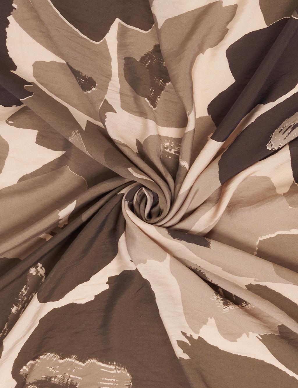 Leaf Pattern Viscose Scarf Earth