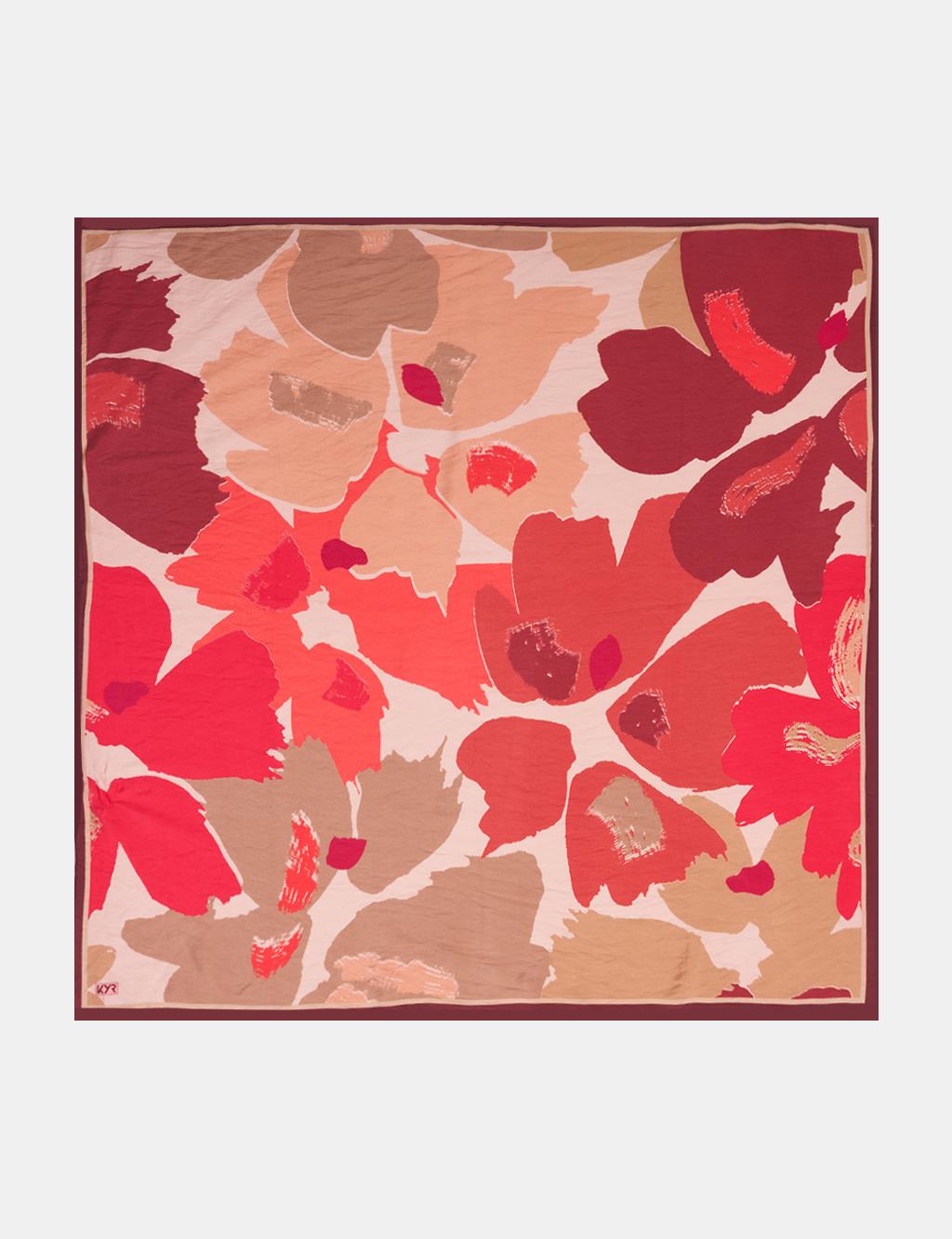 Leaf Pattern Viscose Scarf Rose Pink–Powder Pink