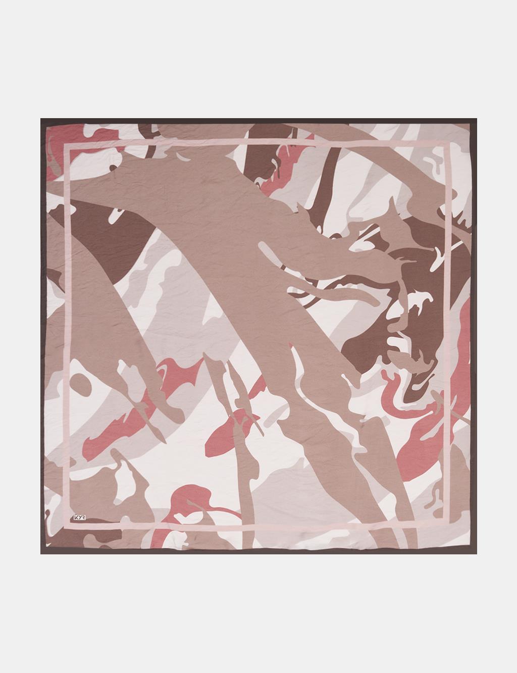 Camouflage Pattern Viscose Scarf Mink
