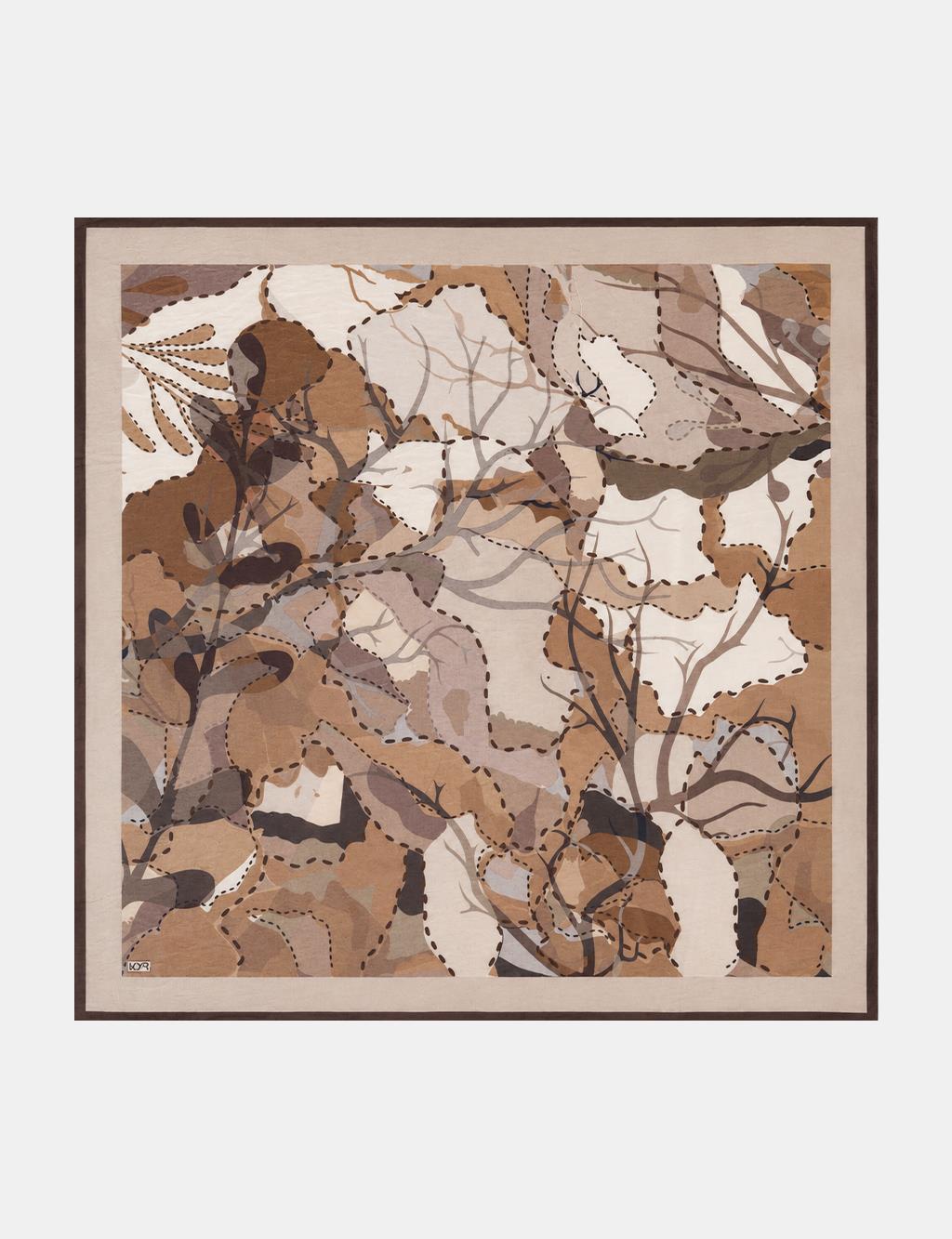 Abstract Branch Print Viscose Scarf Dark Mink