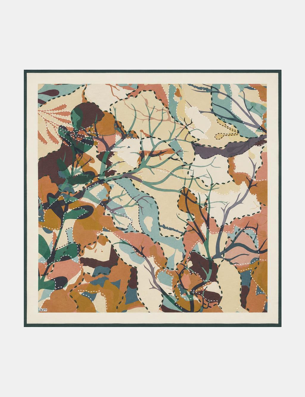 Abstract Branch Print Viscose Scarf Green