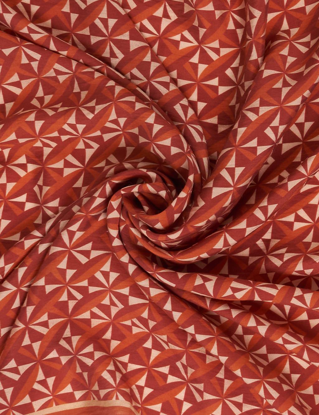 100% Lyocell Monogram Patterned Scarf Terracotta