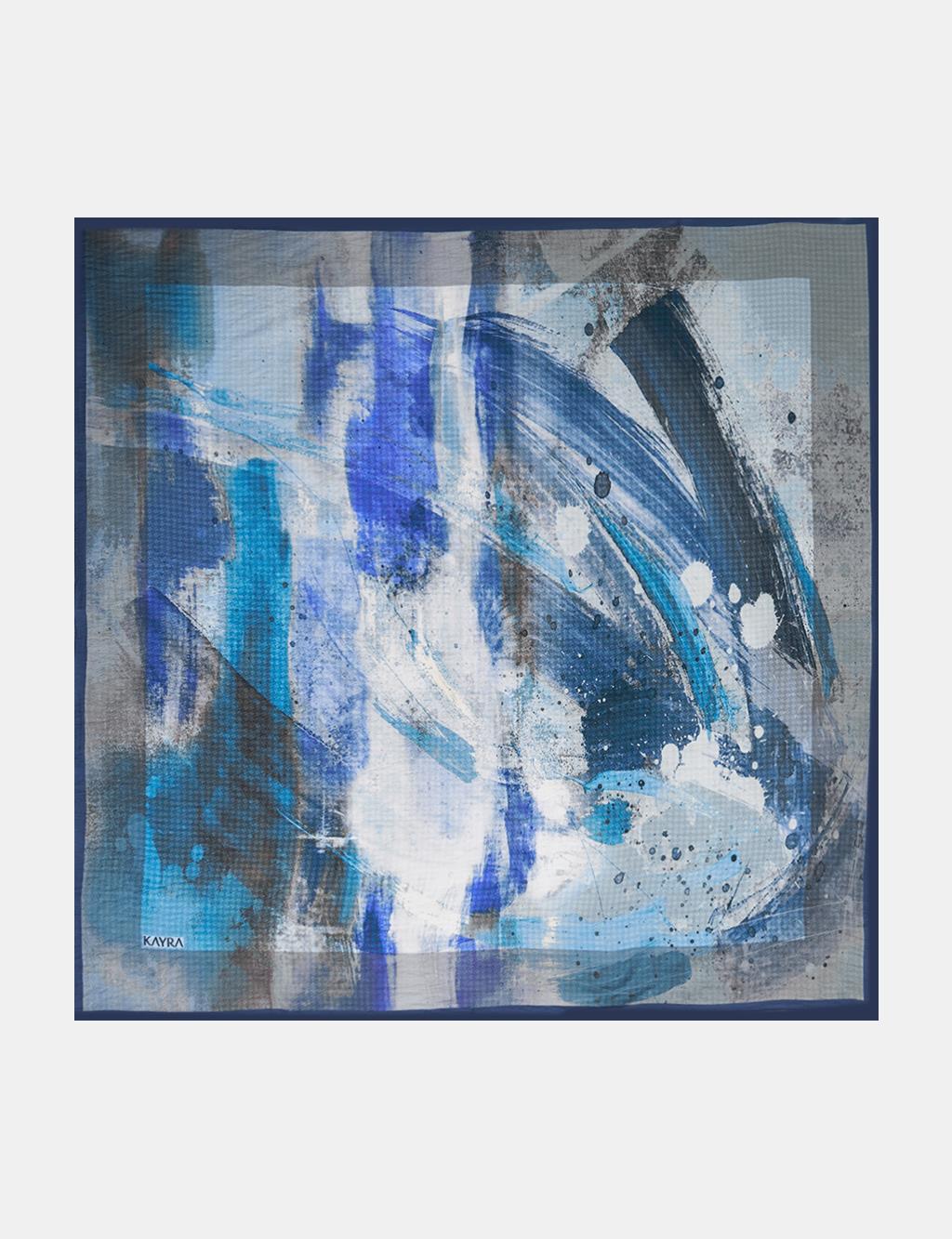 100% Lyocell Brush Patterned Scarf Indigo