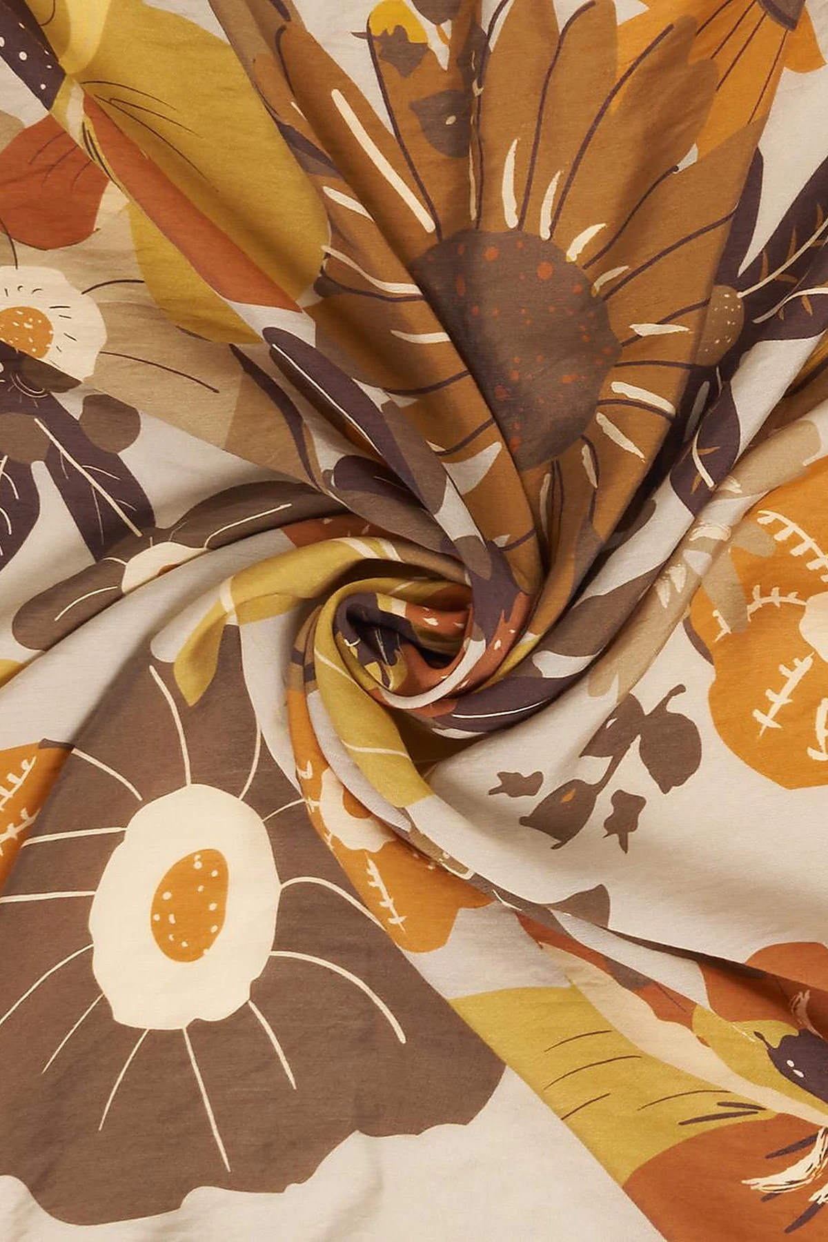 Multi Floral Pattern Viscose Scarf Olive