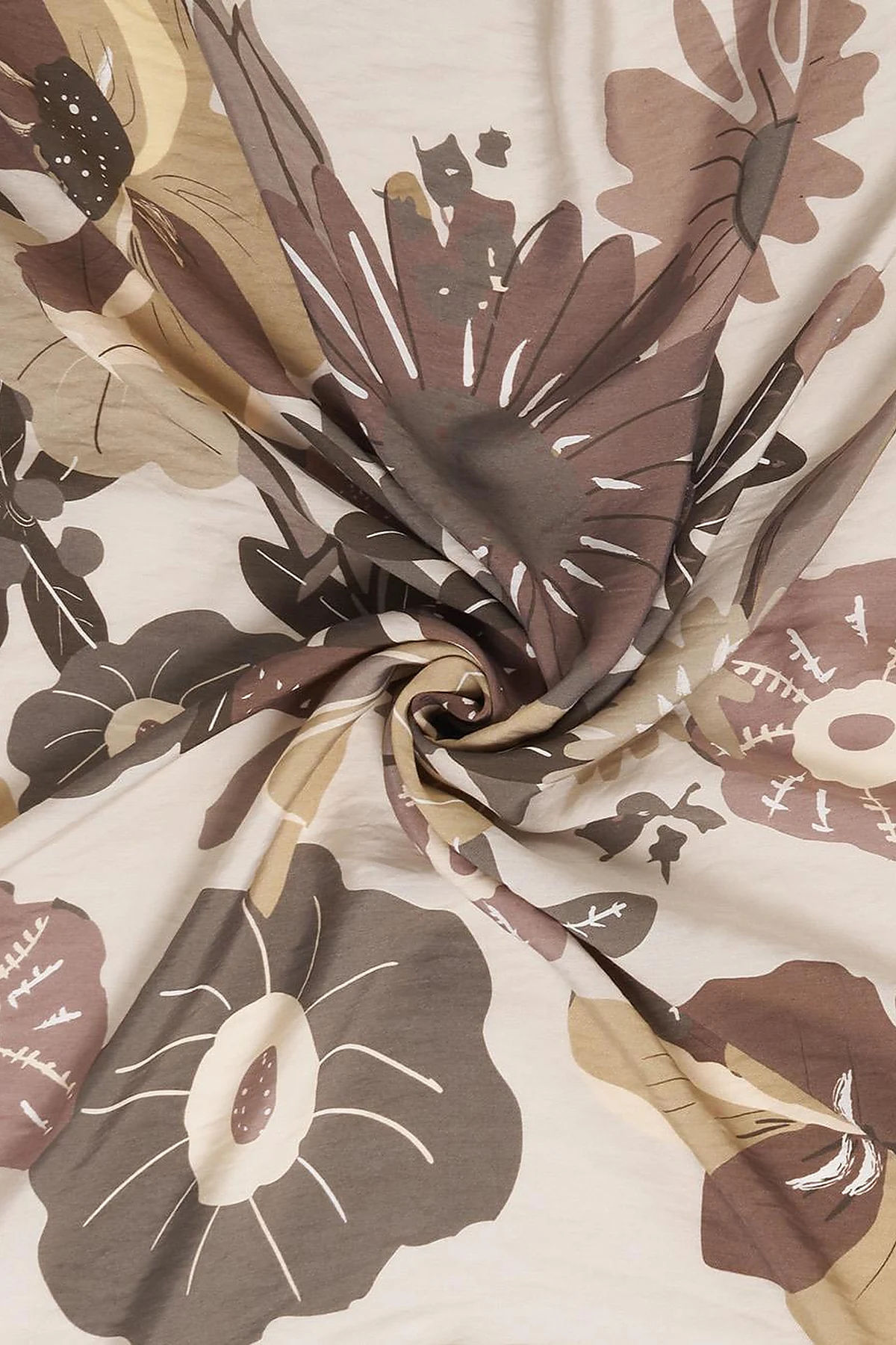 Multi Floral Pattern Viscose Scarf Mink