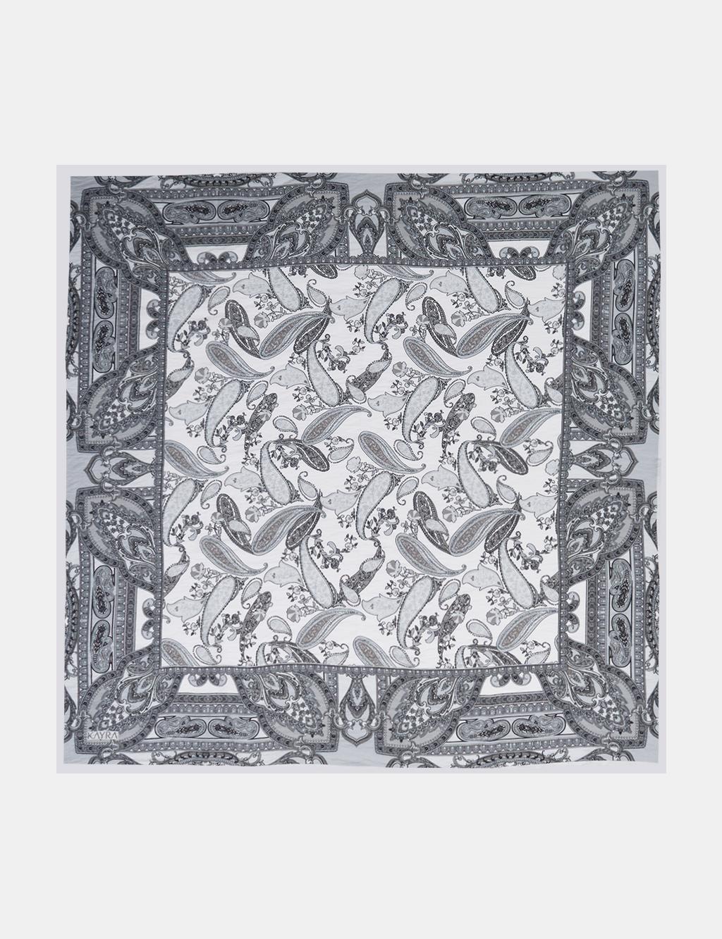 100% Lyocell Mixed Pattern Scarf Grey