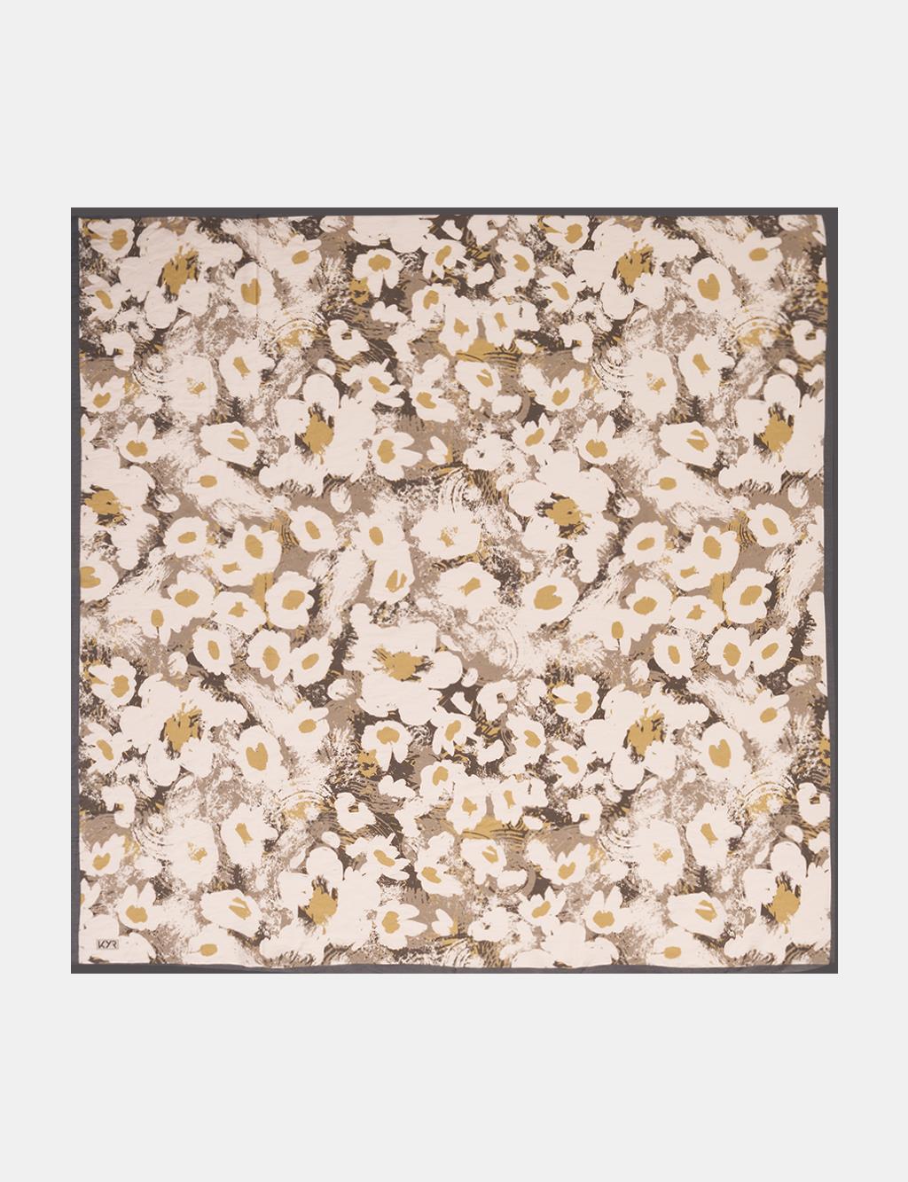 Mini Floral Pattern Viscose Scarf Olive