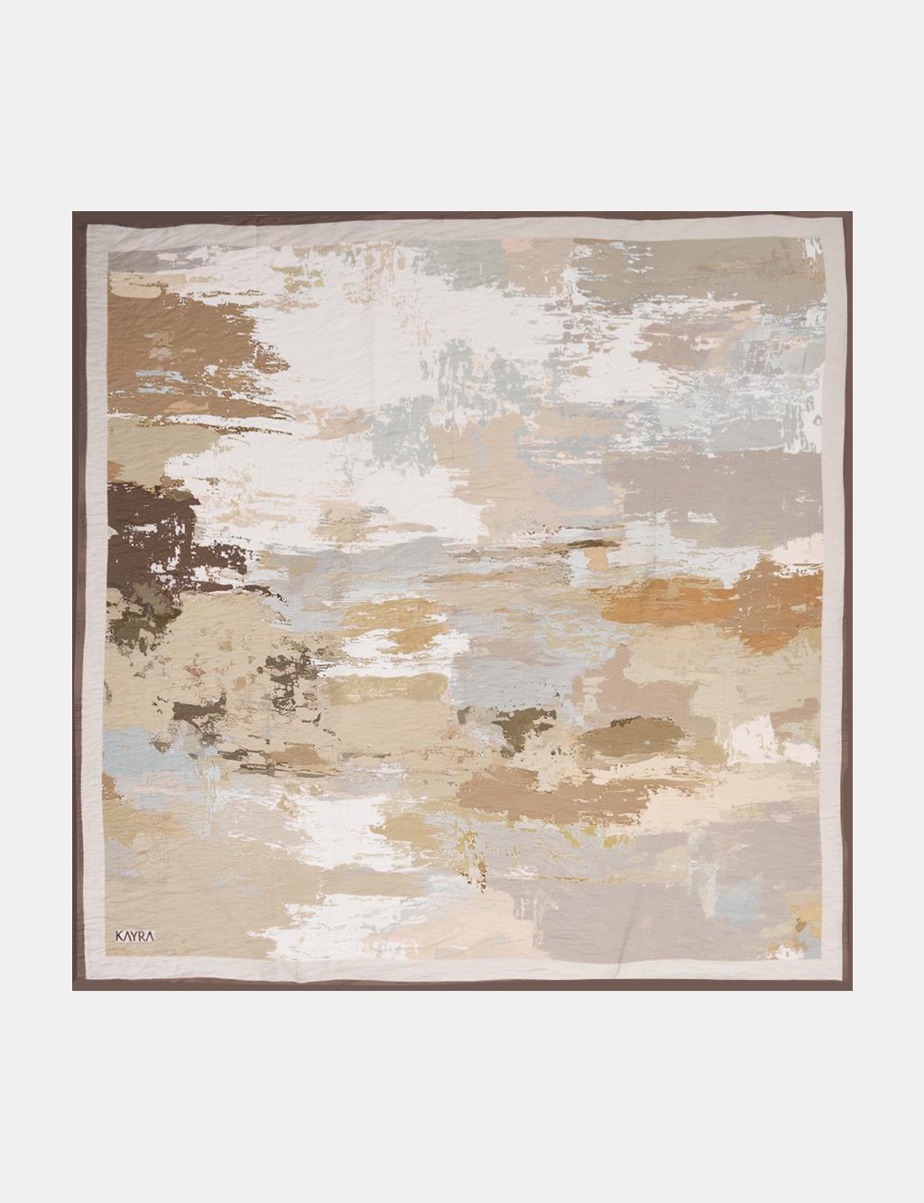 Abstract Patterned Scarf Dark Mink