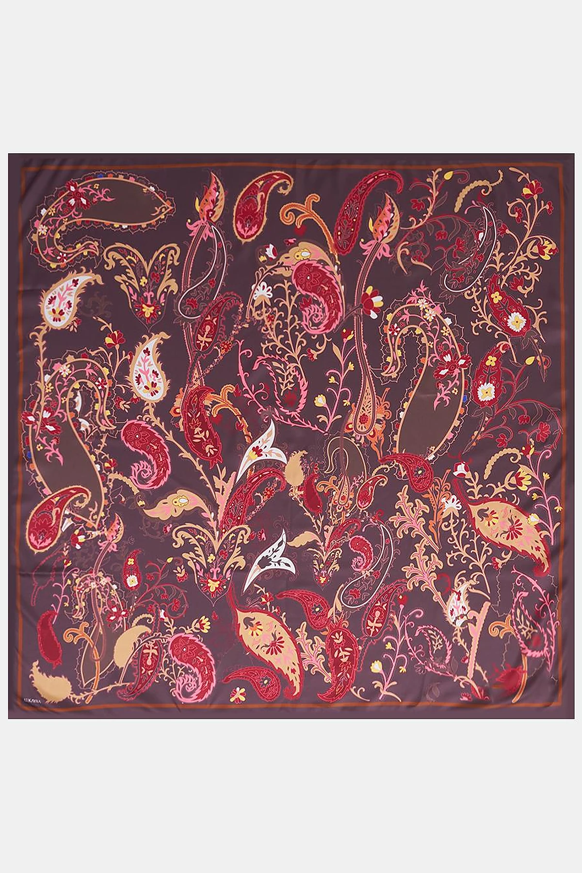 Ethnic Teardrop Pattern Scarf Dark Brown