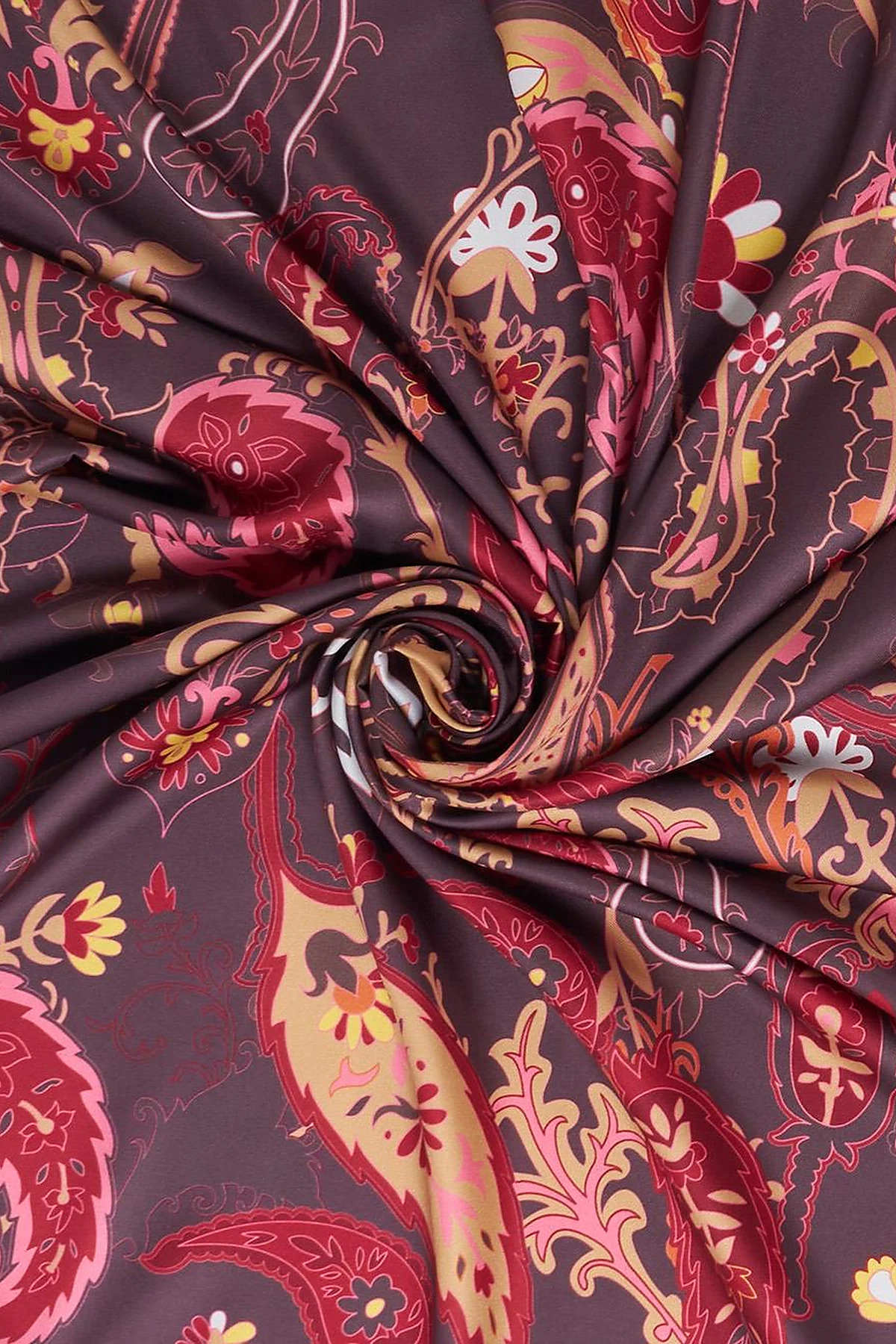 Ethnic Teardrop Pattern Scarf Dark Brown
