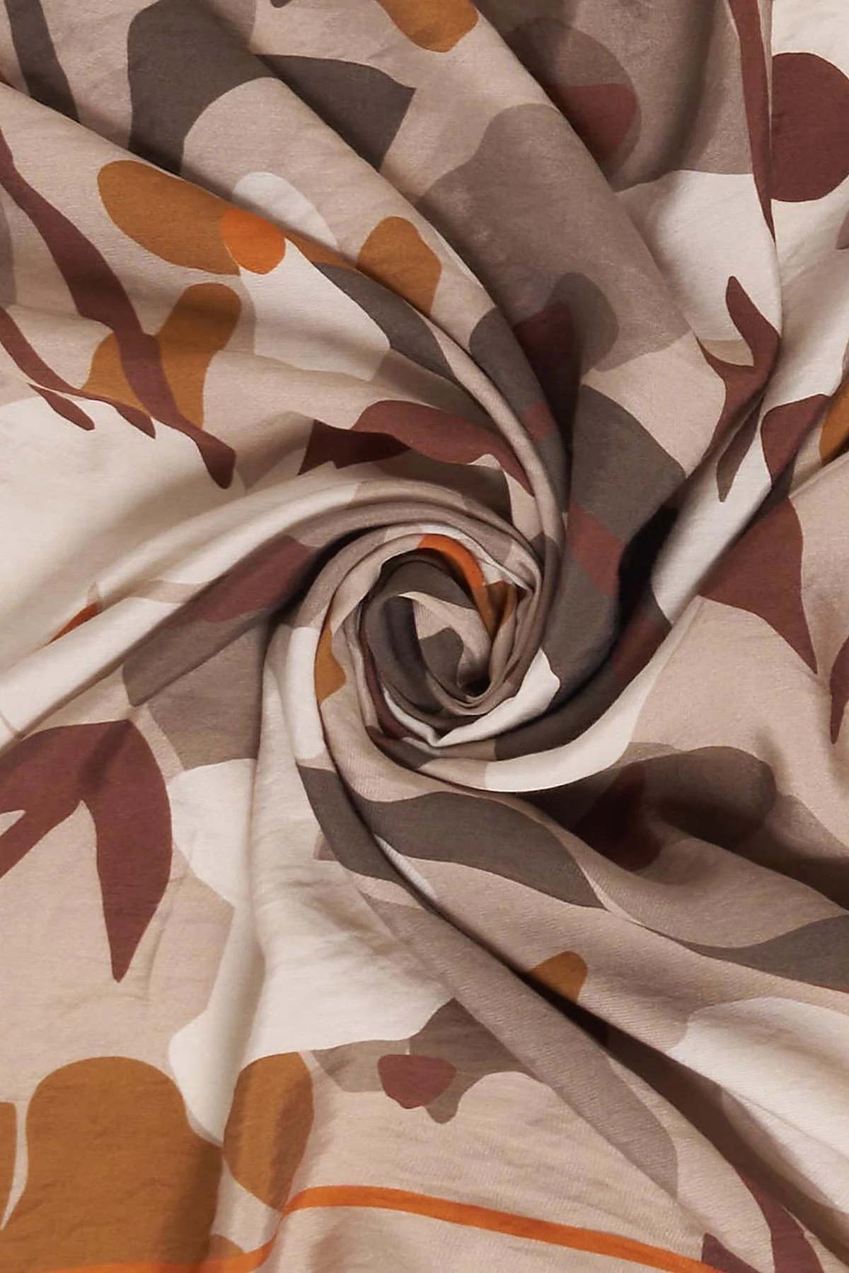 Retro Floral Pattern Viscose Scarf Beige