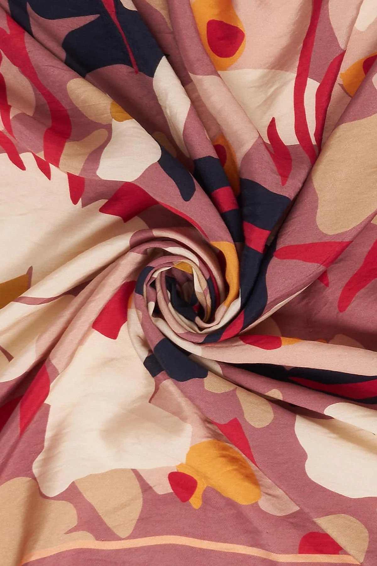 Retro Floral Pattern Viscose Scarf Dusty Rose