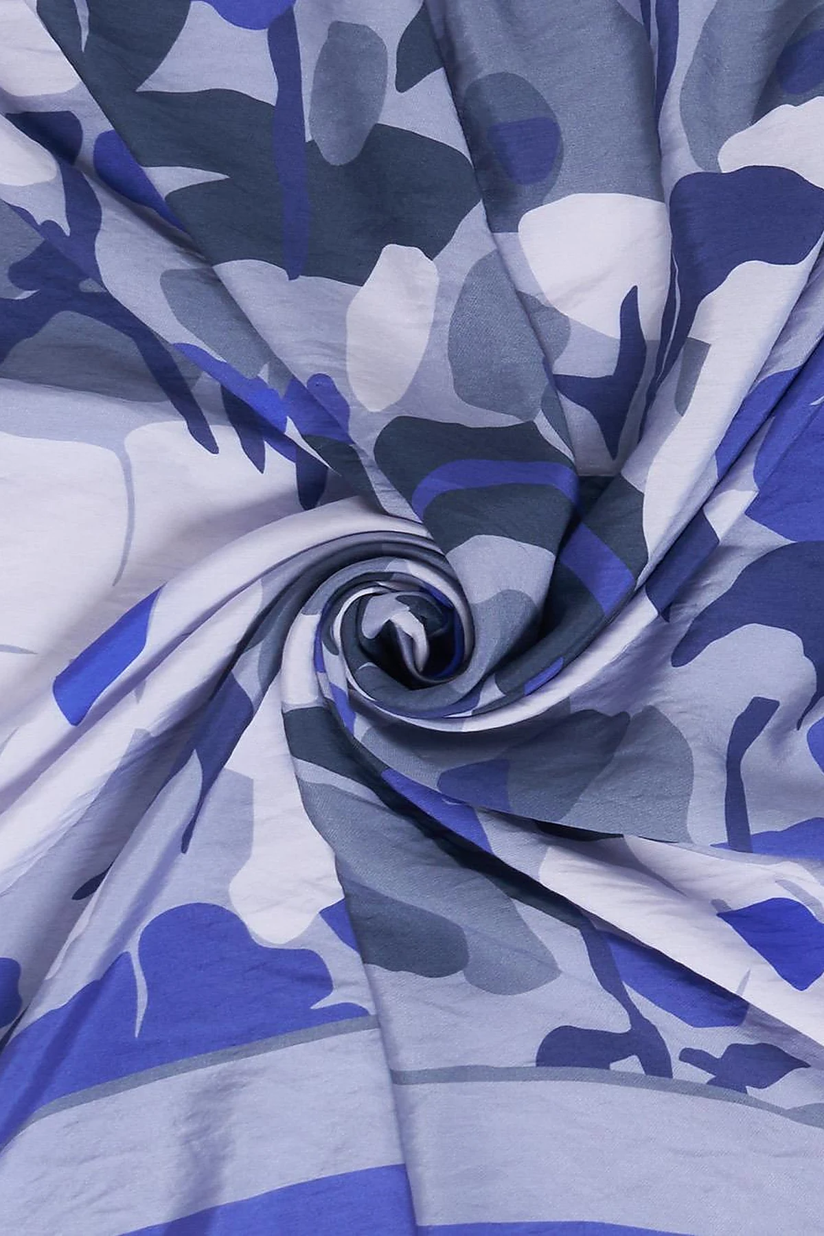 Retro Floral Pattern Viscose Scarf Indigo