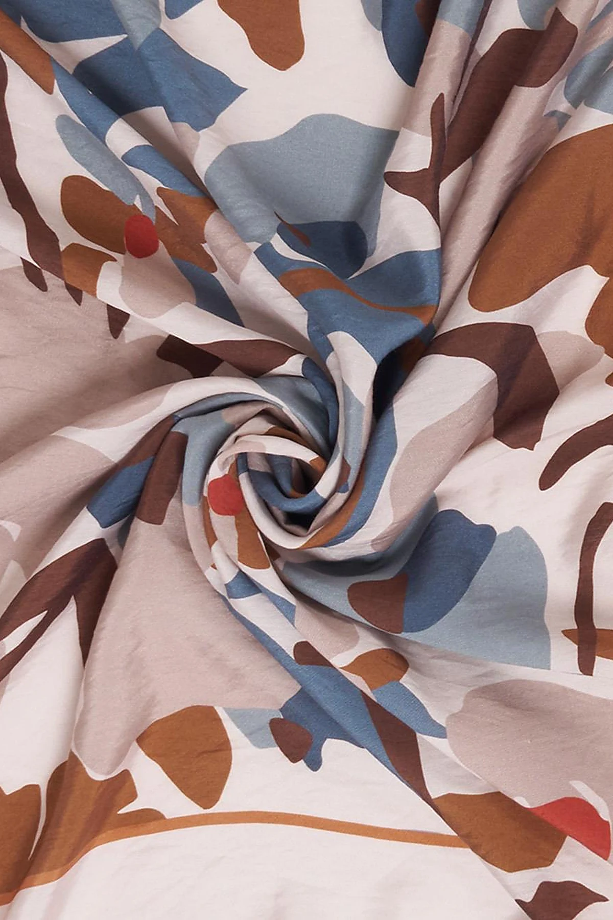 Retro Floral Pattern Viscose Scarf Brown