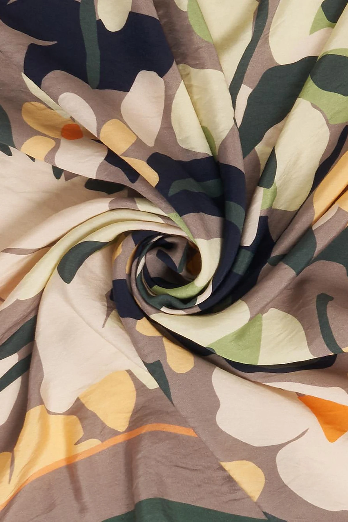 Retro Floral Pattern Viscose Scarf Mink