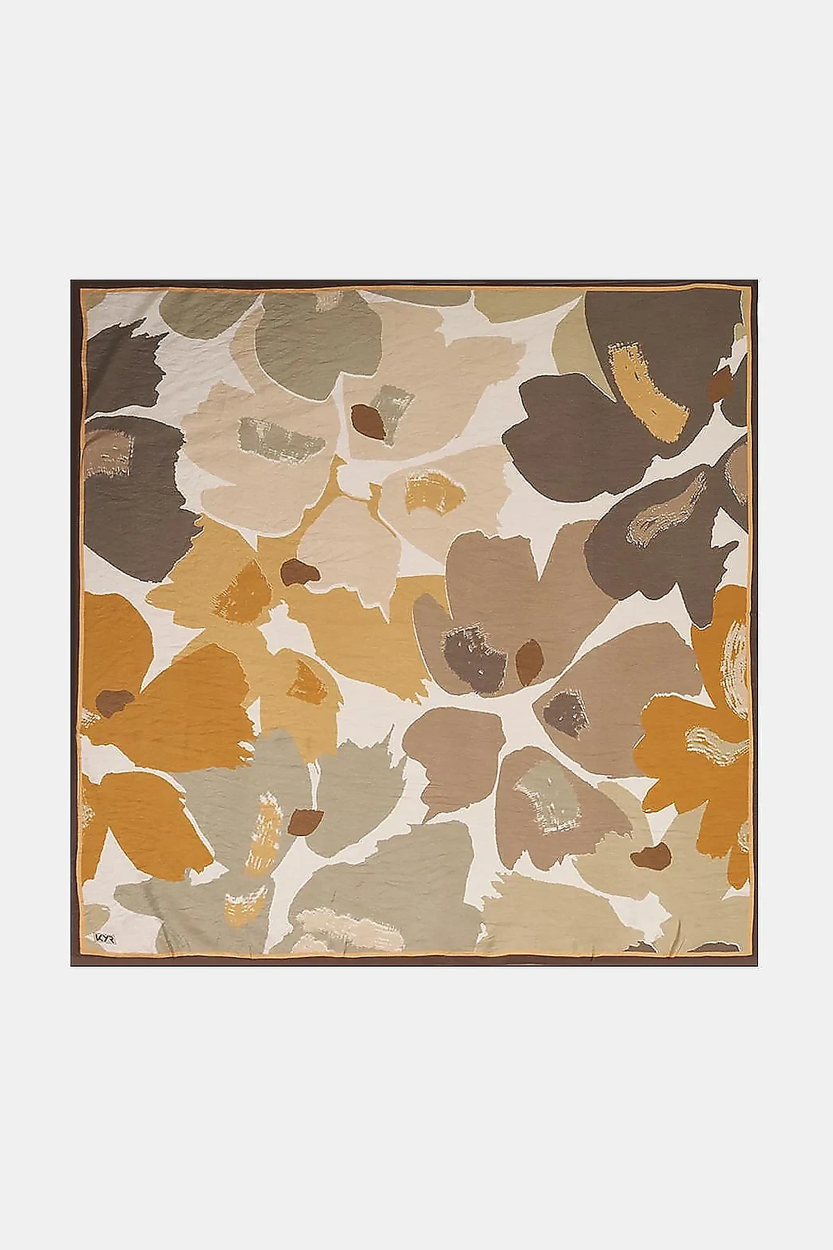 Leaf Pattern Viscose Scarf Mustard