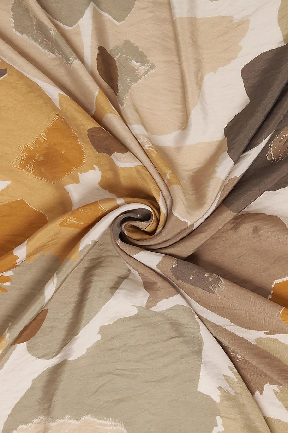 Leaf Pattern Viscose Scarf Mustard