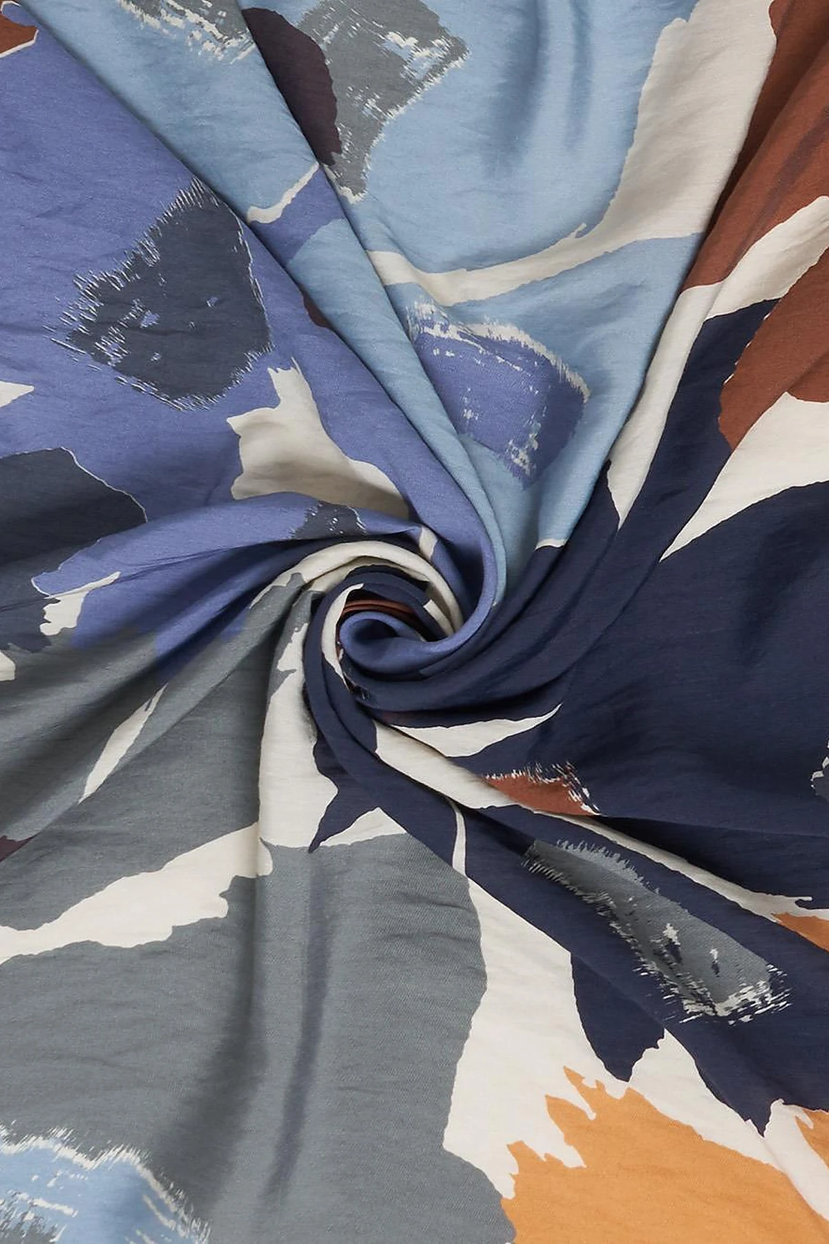 Leaf Pattern Viscose Scarf Indigo