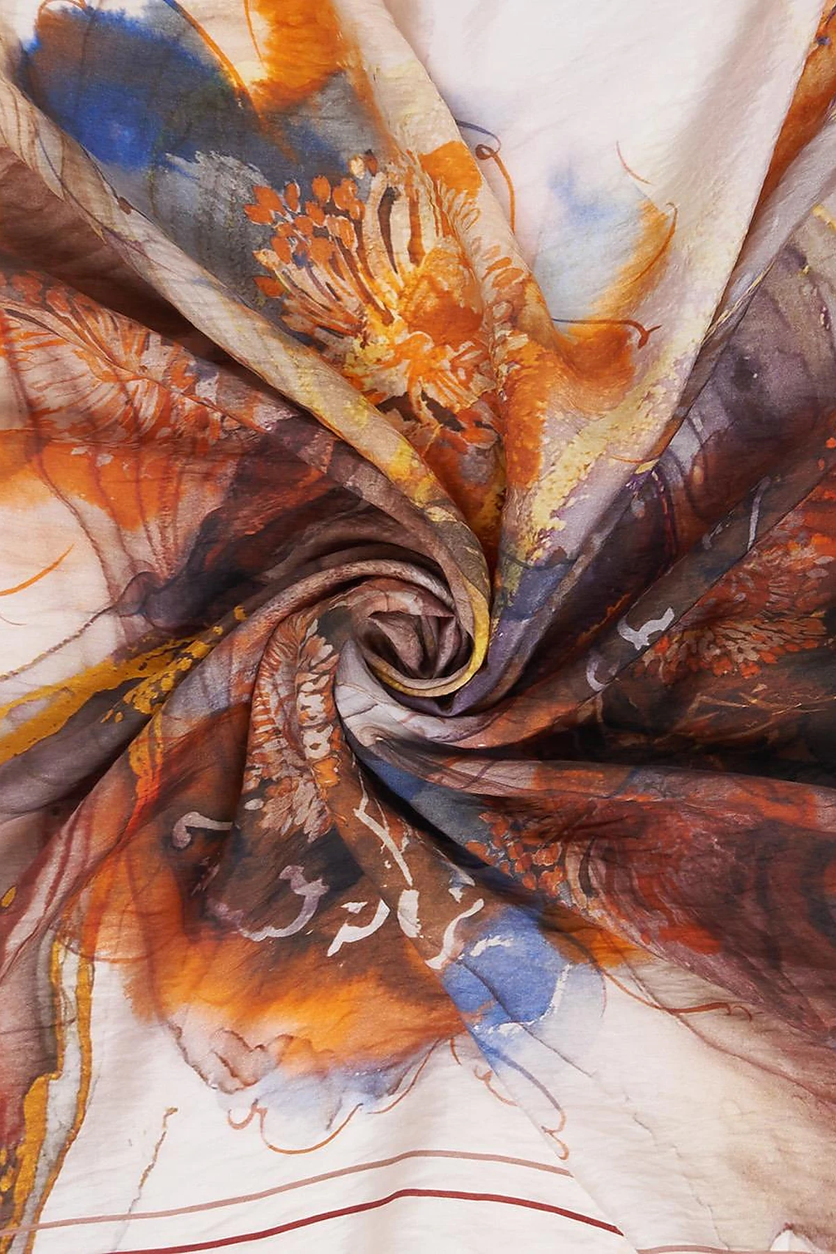 100% Lyocell Floral Patterned Scarf Terracotta