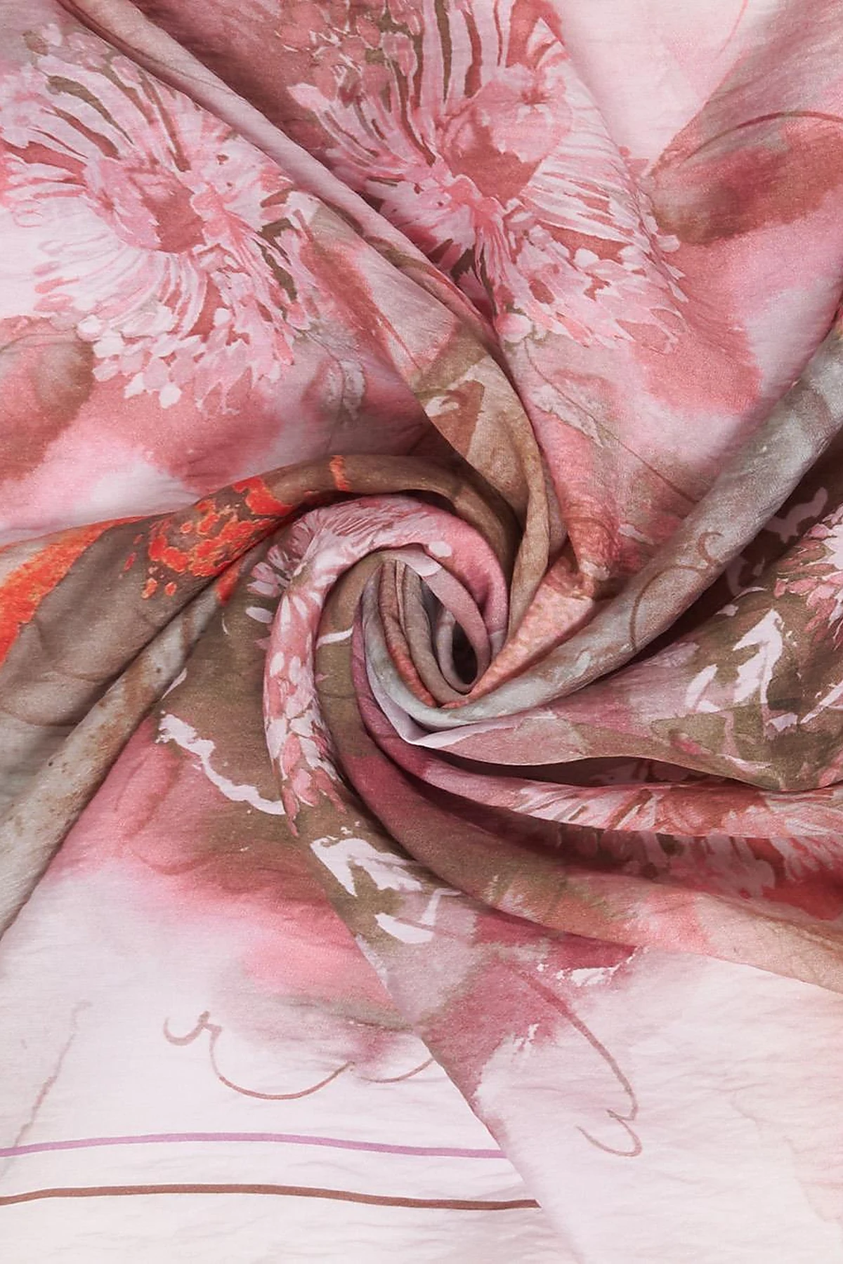 100% Lyocell Floral Patterned Scarf Powder Pink
