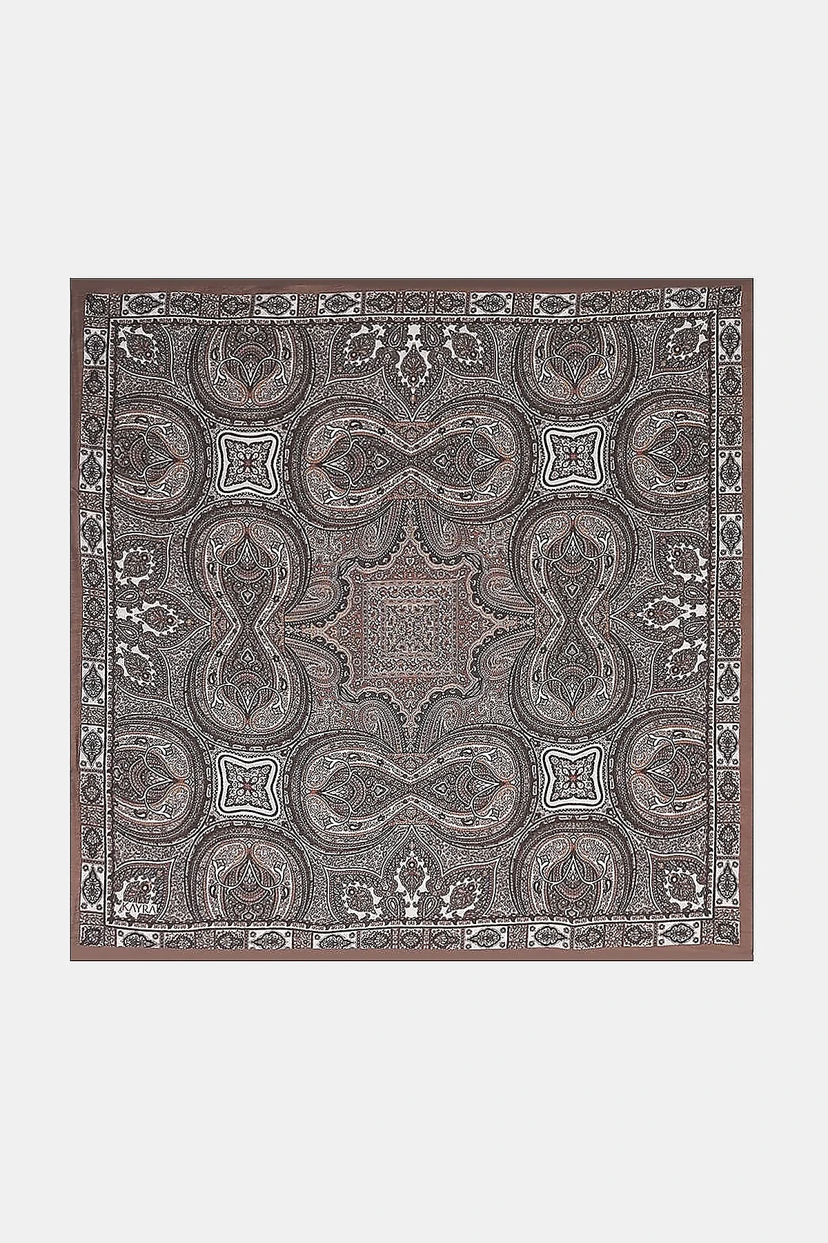 100% Lyocell Ethnic Patterned Scarf Dark Mink