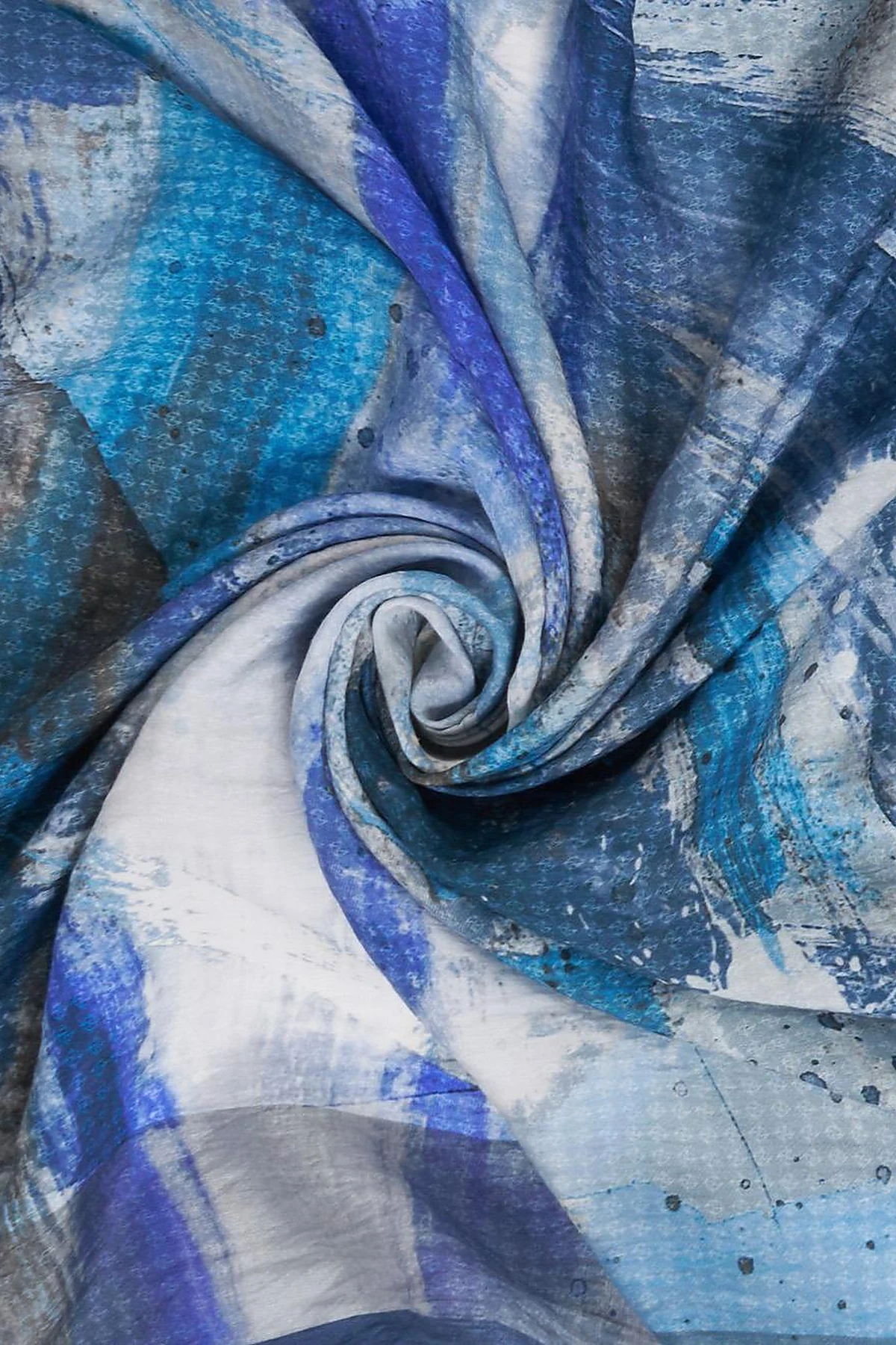 100% Lyocell Brush Patterned Scarf Indigo