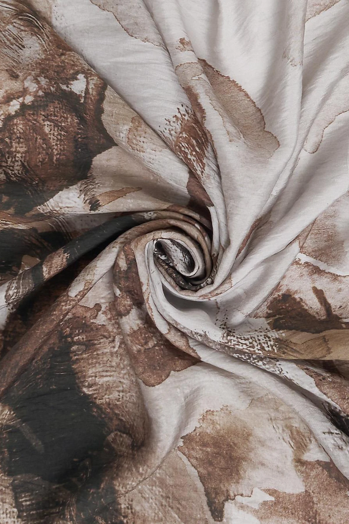 100% Lyocell Rose Patterned Scarf Dark Mink