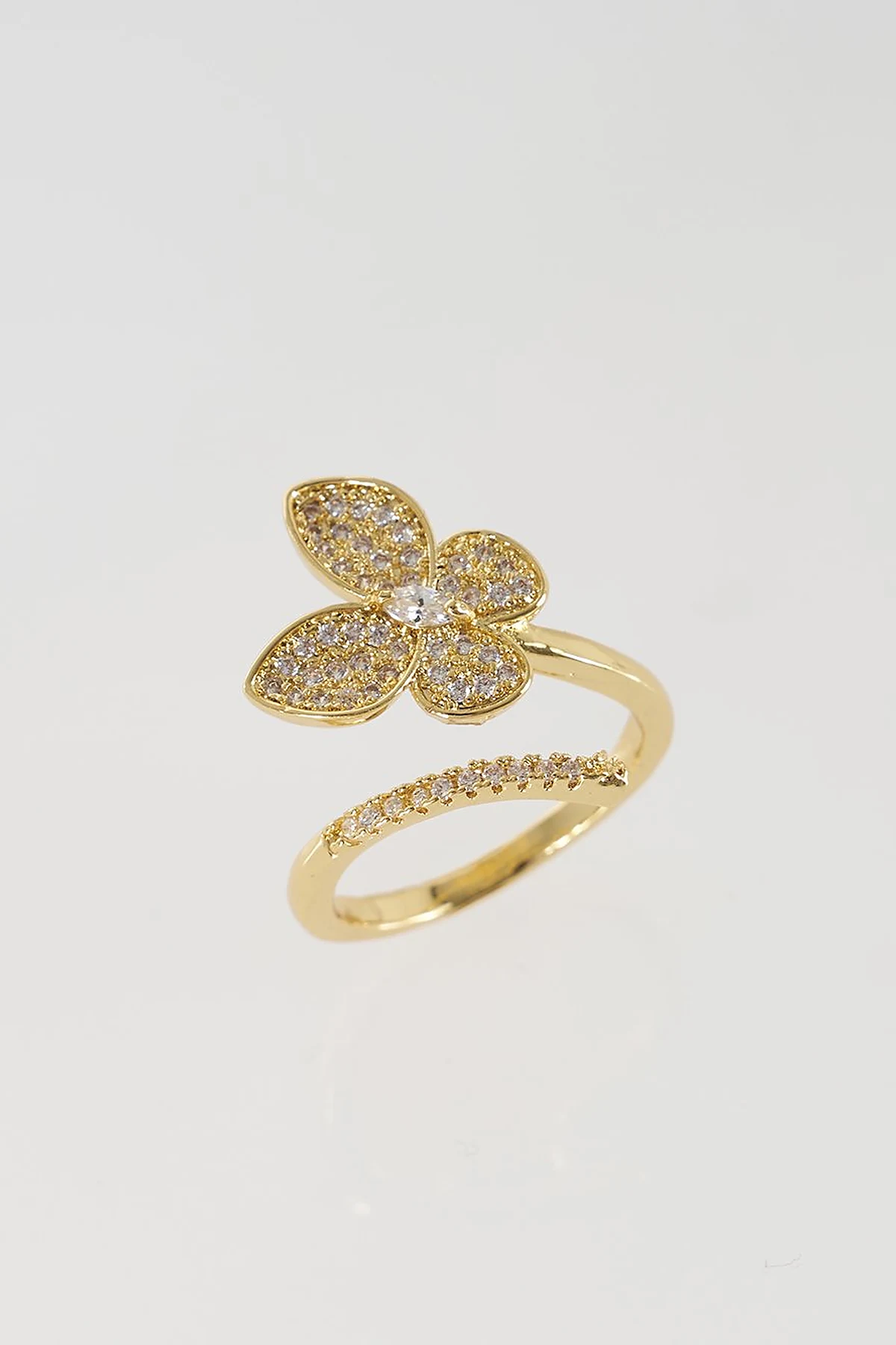 Çiçek Figürlü Yüzük Gold