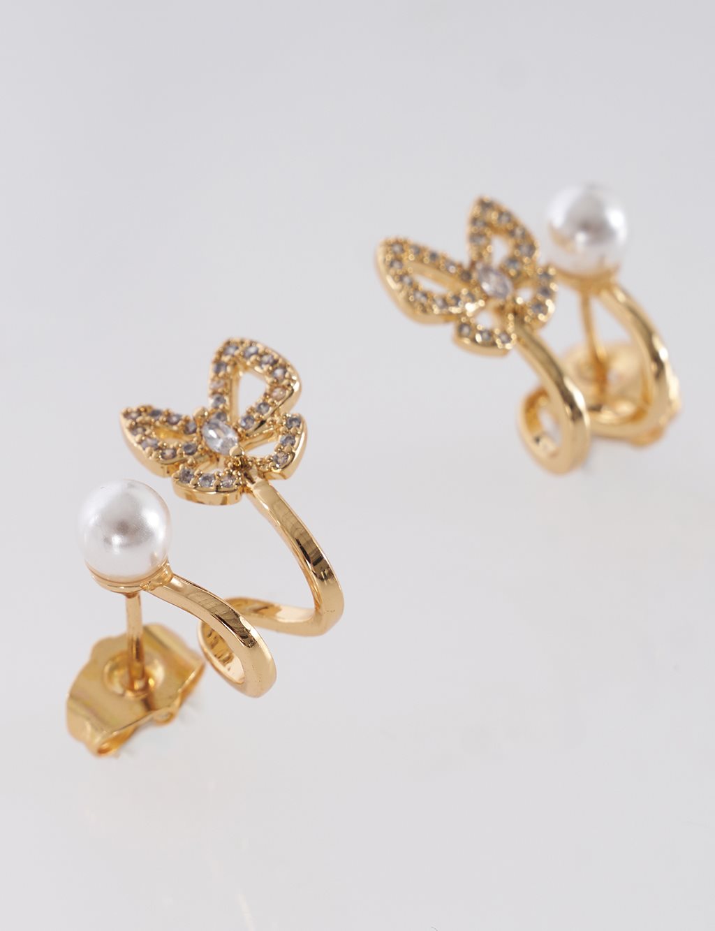 Butterfly Pearl Earrings Gold
