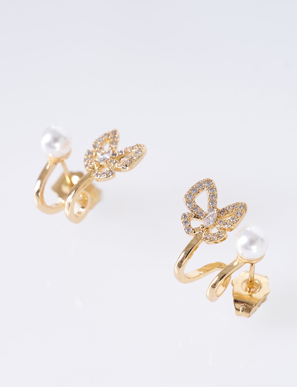 Butterfly Pearl Earrings Gold