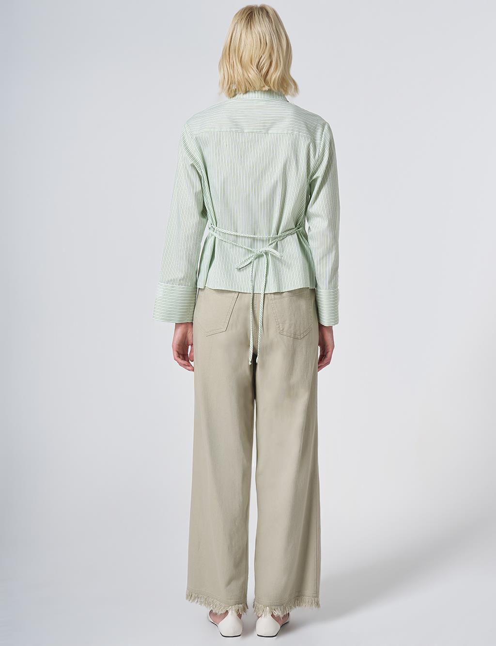 Cotton Blouse with Rope Belt Matcha Green