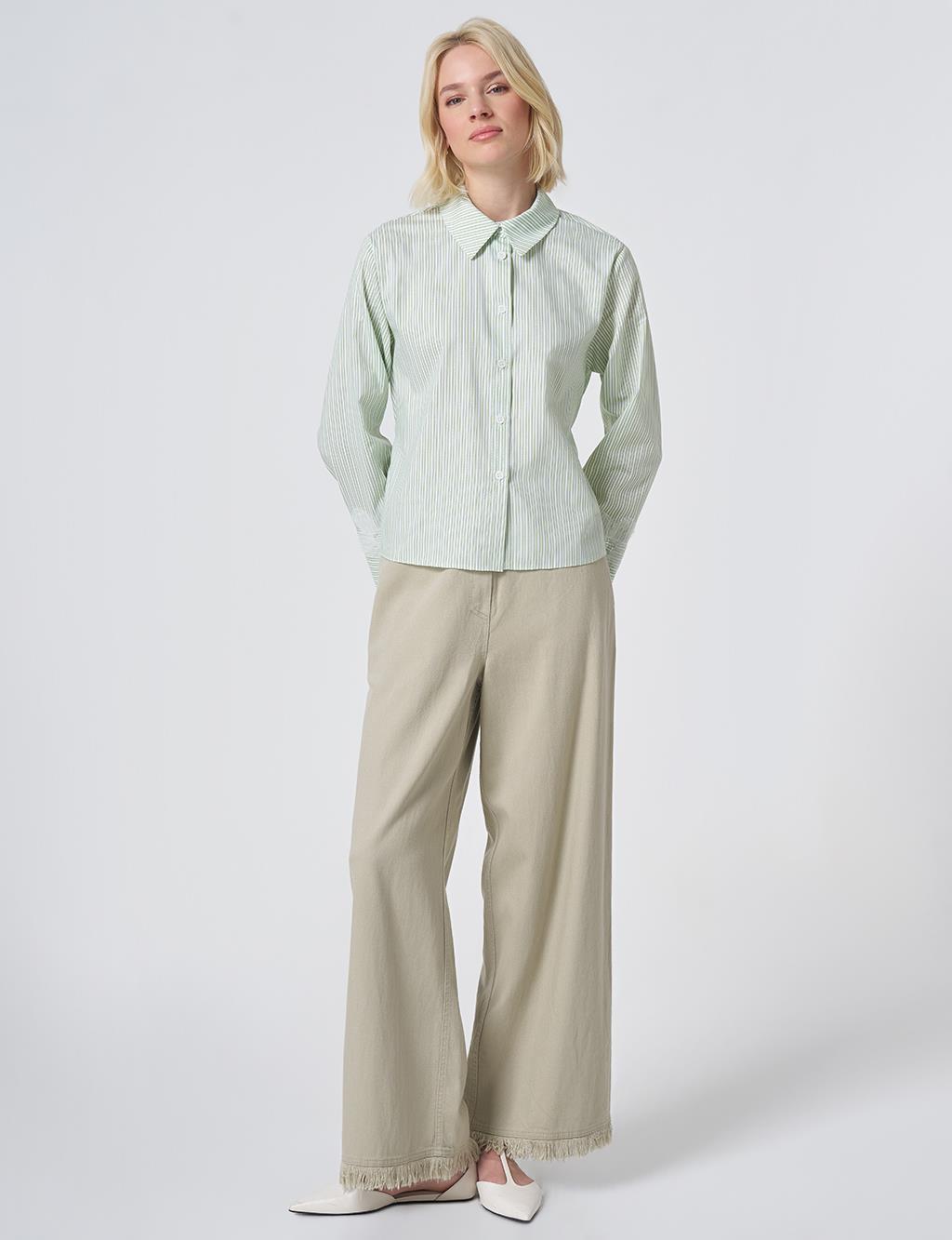 Cotton Blouse with Rope Belt Matcha Green