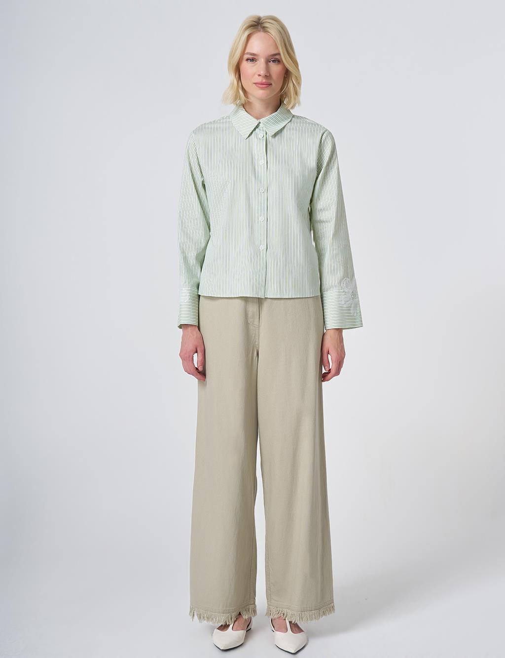 Cotton Blouse with Rope Belt Matcha Green