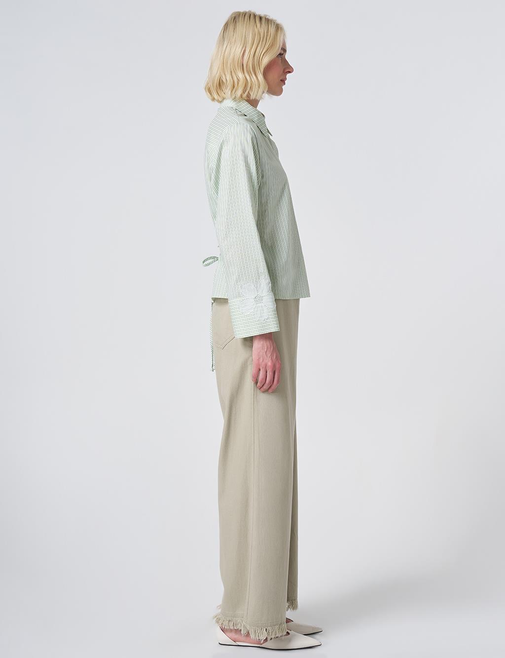 Cotton Blouse with Rope Belt Matcha Green