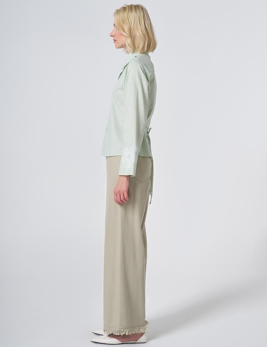 Cotton Blouse with Rope Belt Matcha Green