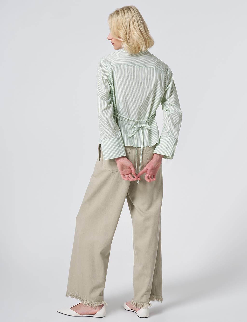Cotton Blouse with Rope Belt Matcha Green
