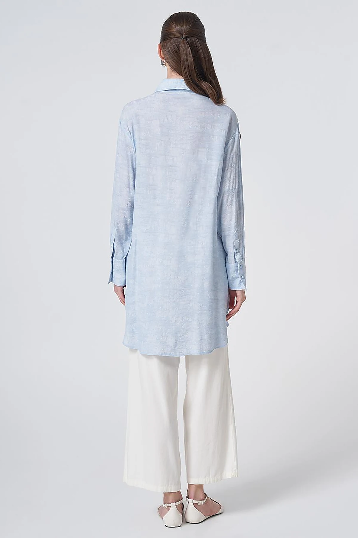 Embroidered Viscose Tunic Blue