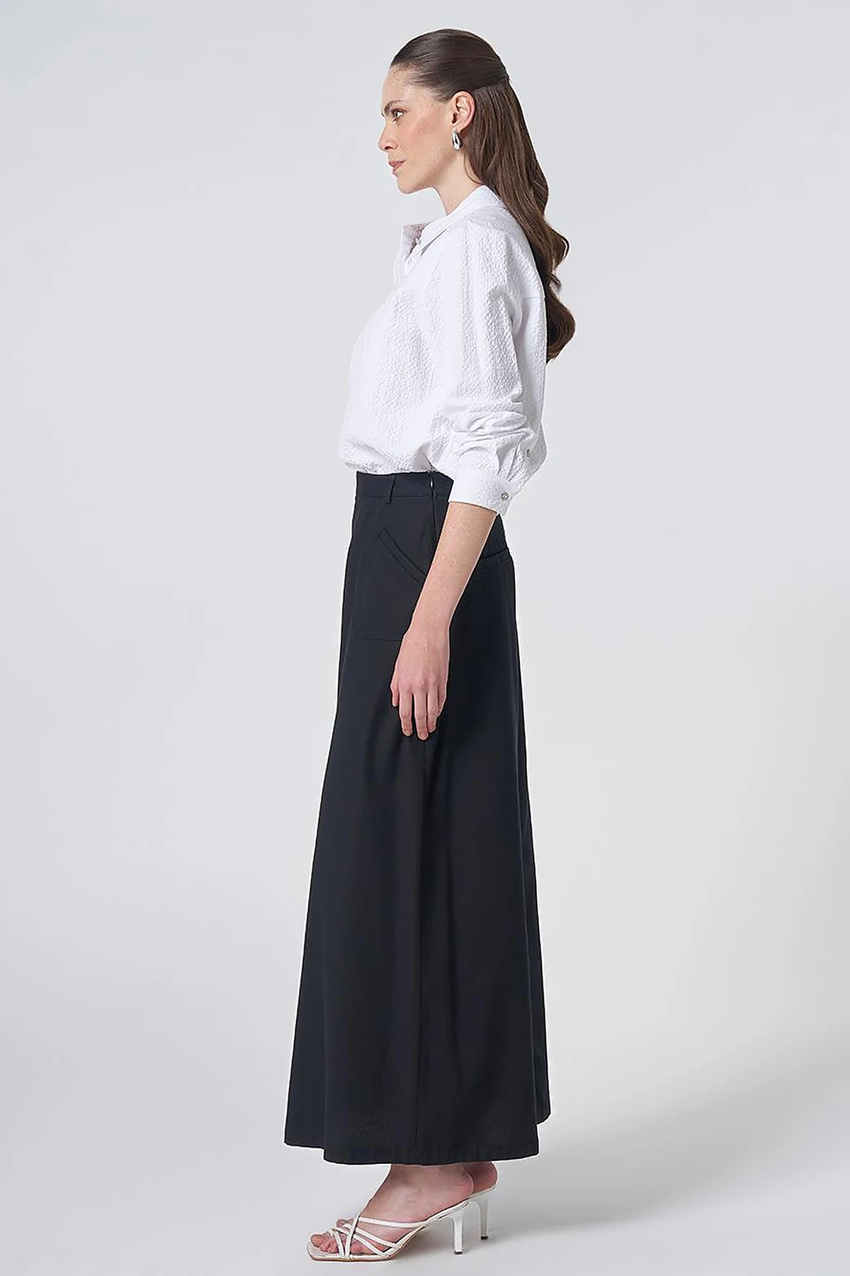 Patch Pocket Non-Denim Skirt Black
