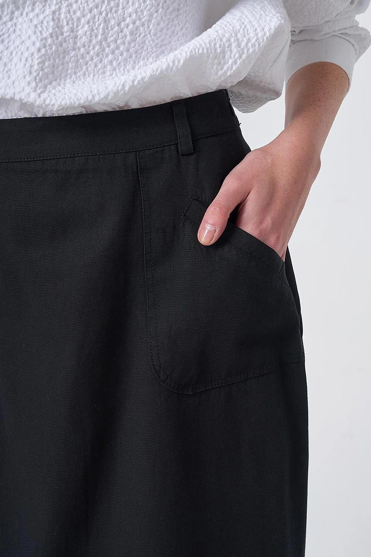 Patch Pocket Non-Denim Skirt Black