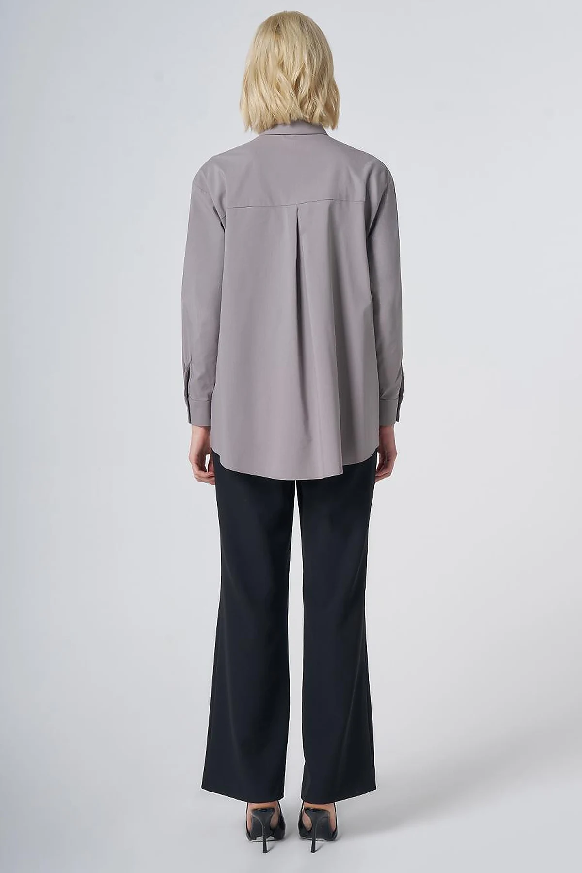 Buttoned Cotton Basic Shirt Light Gray