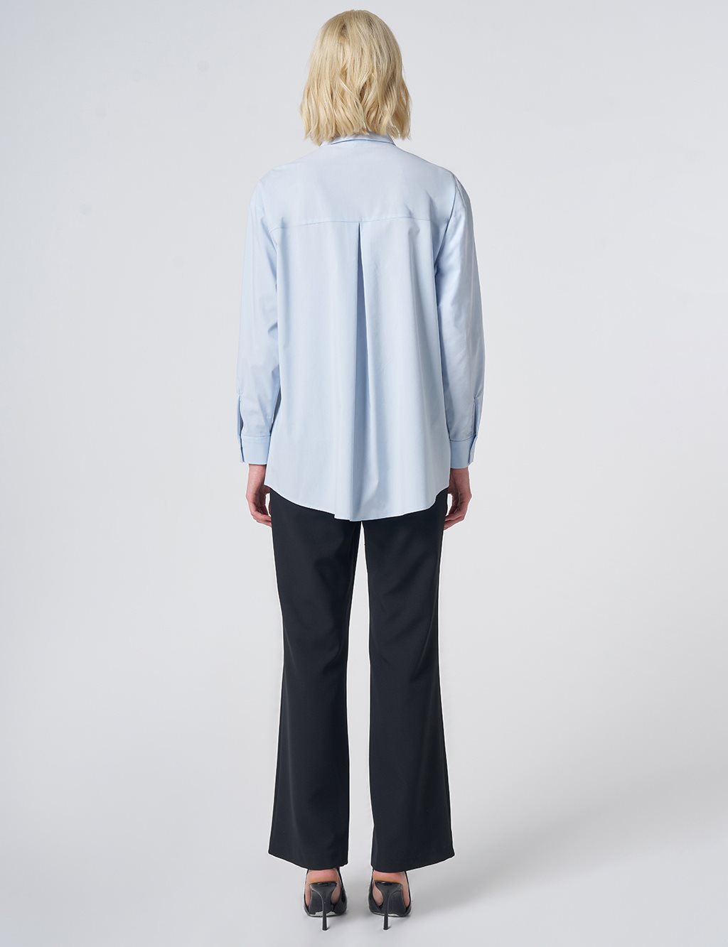Buttoned Cotton Basic Shirt Ice Blue