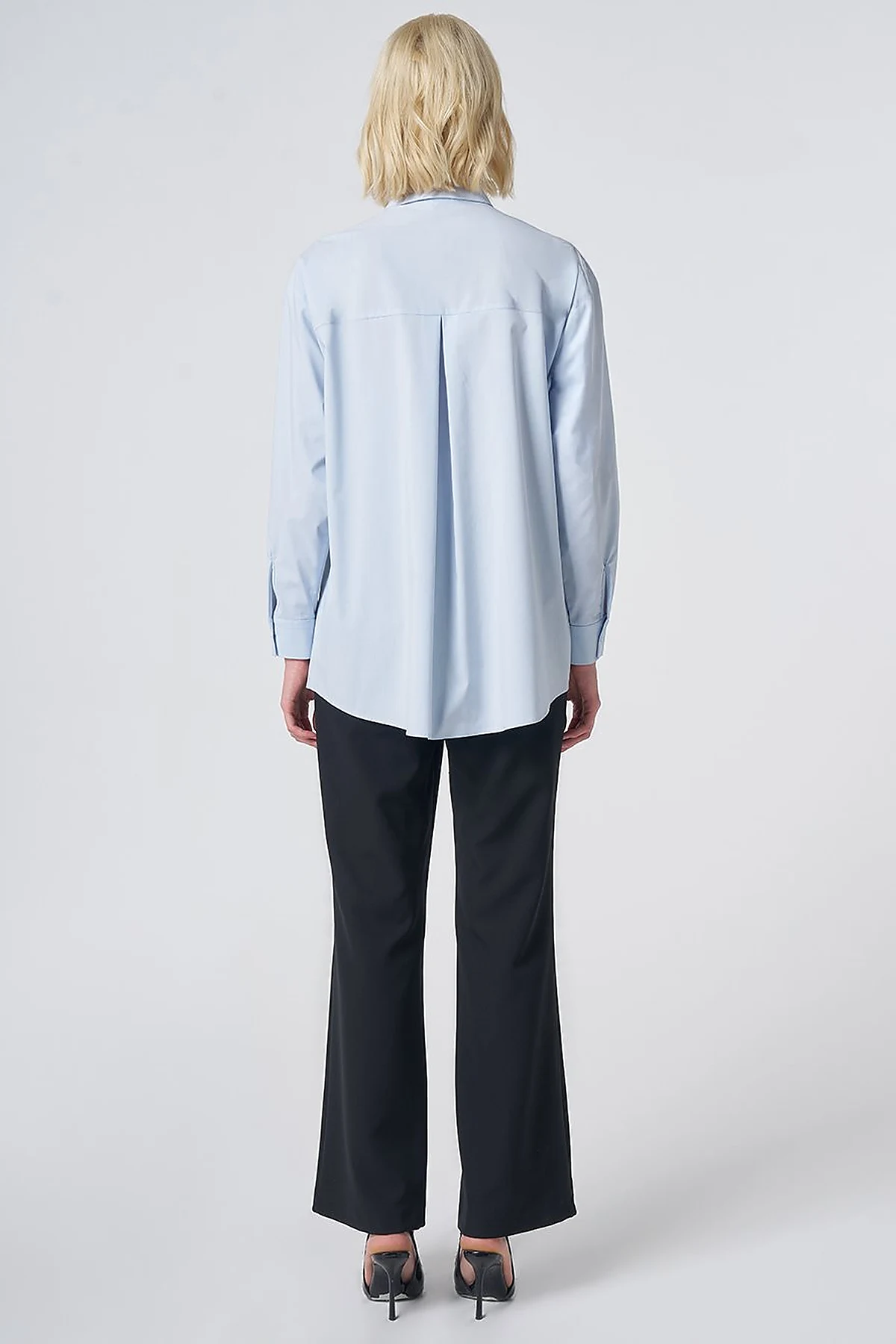 Buttoned Cotton Basic Shirt Ice Blue