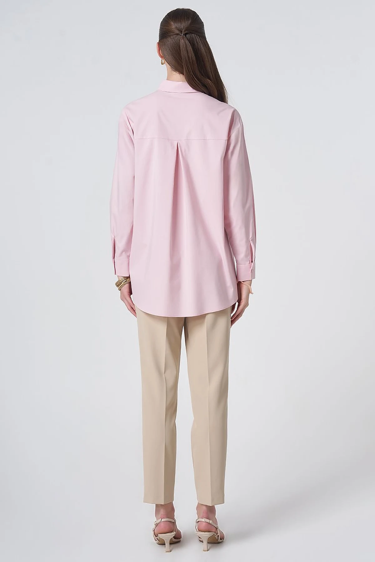 Buttoned Cotton Basic Shirt Powder Pink
