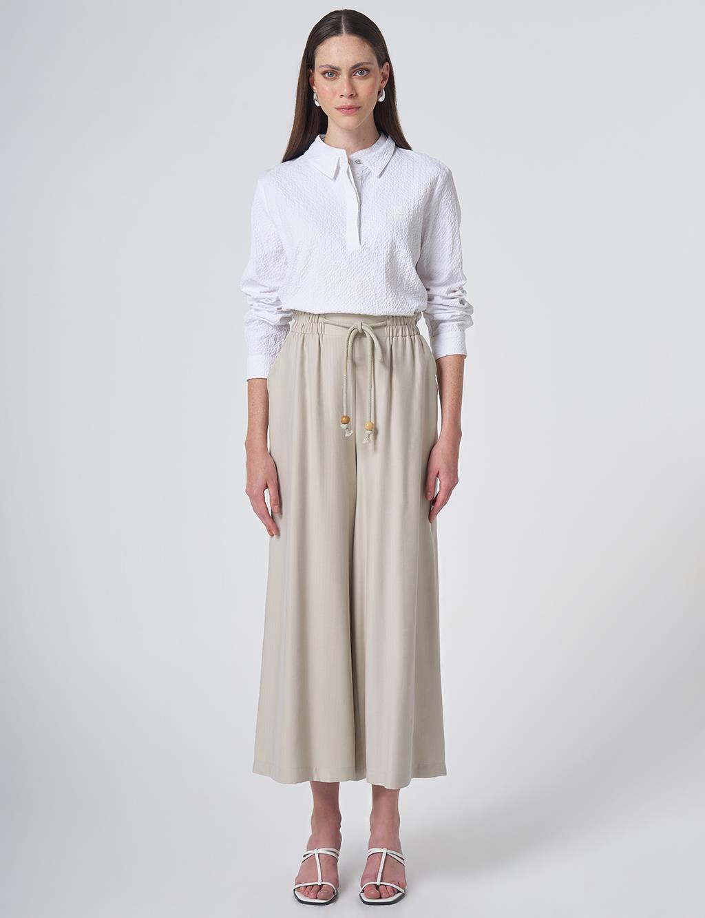 Lace-Up Rayon Pants - Moss Green