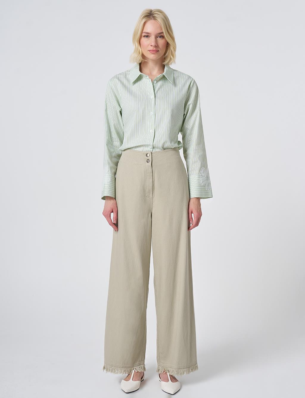 Fluid Denim Pants Moss Green
