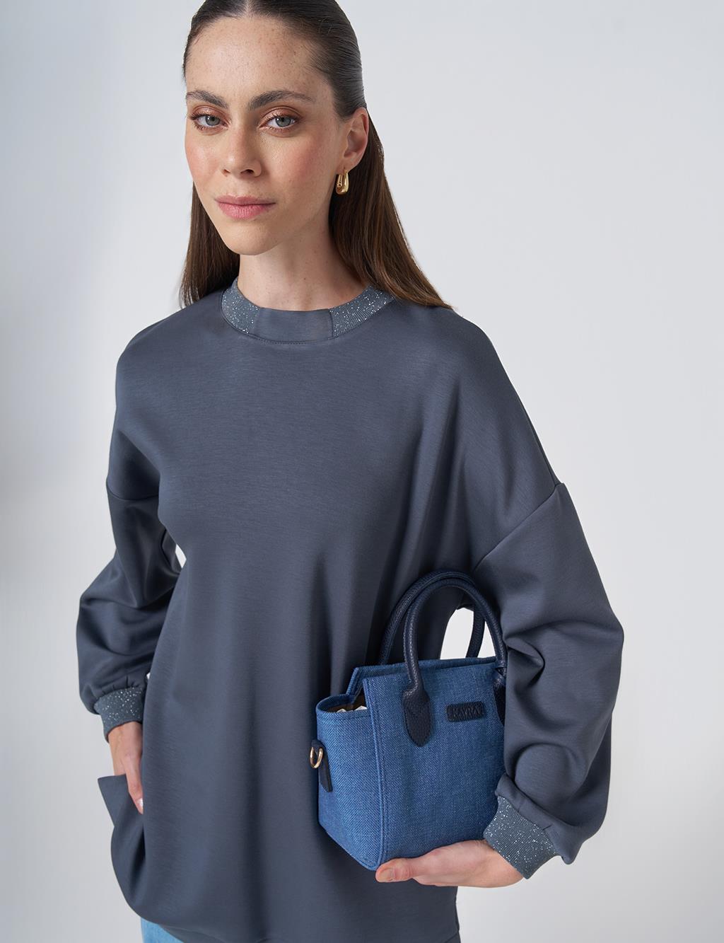 Drop Shoulder Rayon Sweatshirt - Ocean Blue