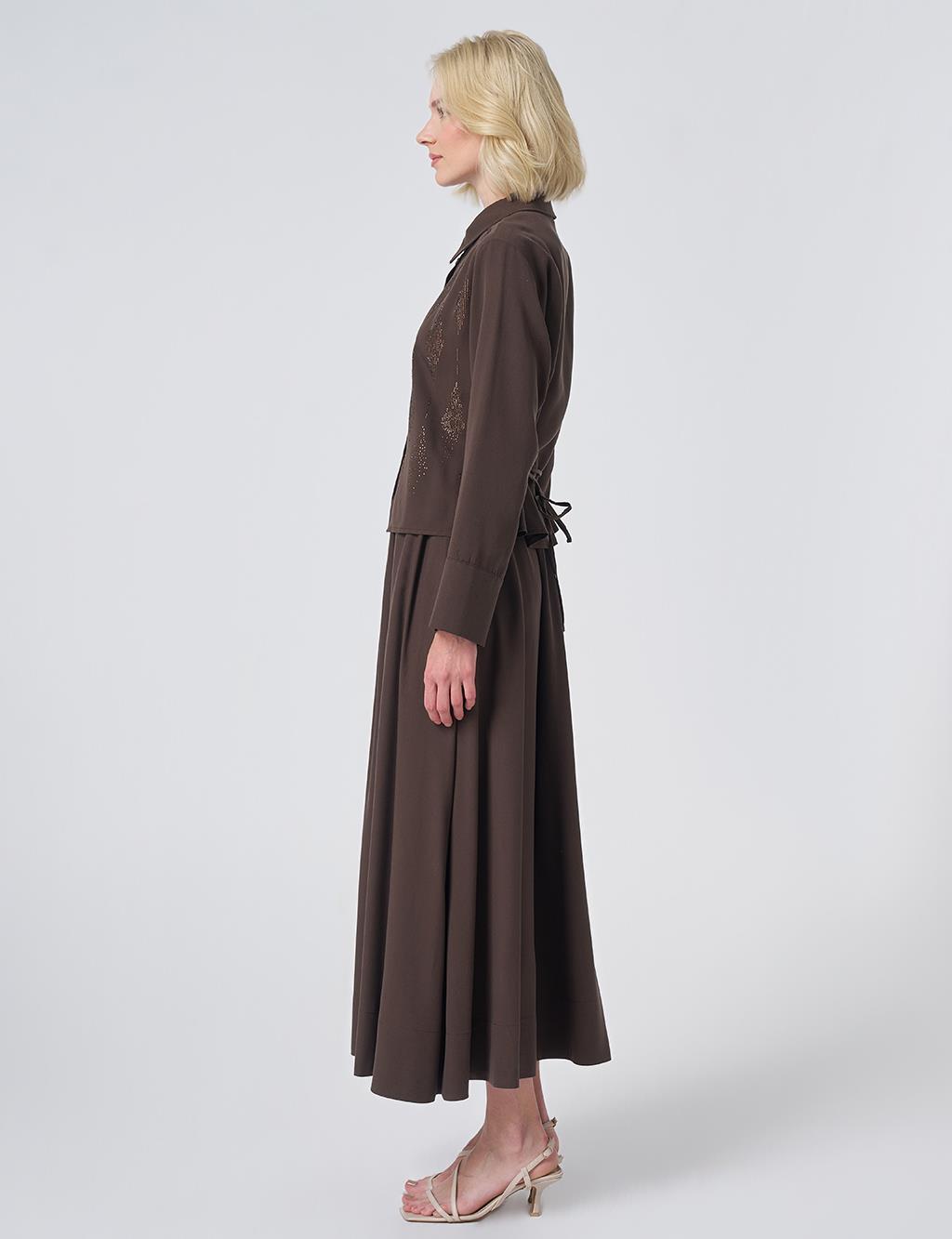 100% Lyocell Skirt Set - Dark Brown