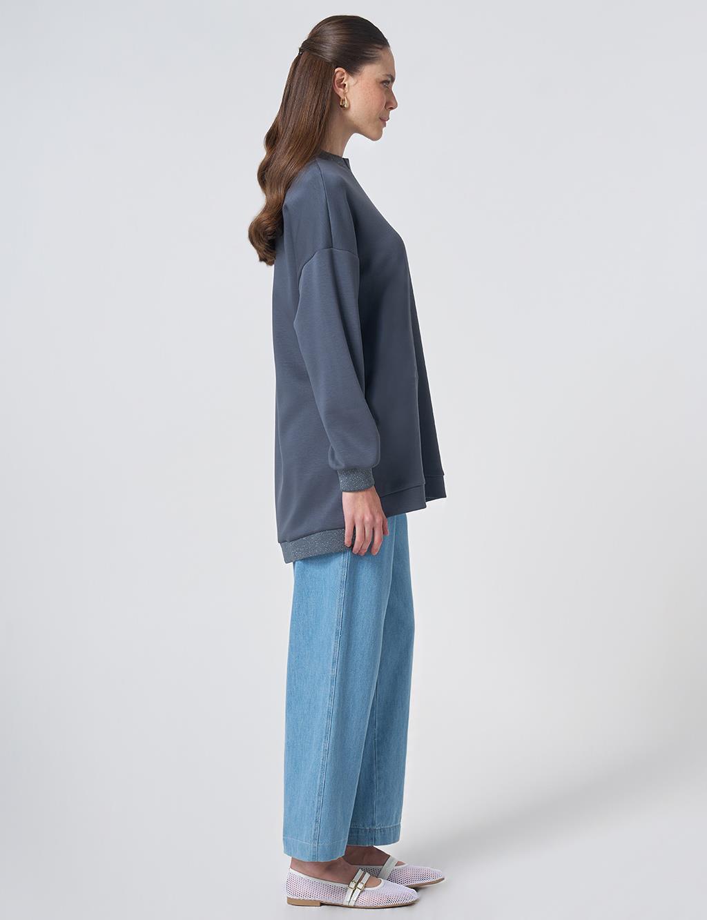 Drop Shoulder Rayon Sweatshirt - Ocean Blue